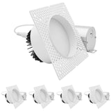 LUXRITE 4 Inch LED Regressed Trimless Spotlight, Push N’ Lock, 5 CCT Selectable (2700K-5000K), 25W, 1950 Lumens, CRI 90, Dual Dimming (0-10V/Triac), 120-277V, ETL Listed, Damp Rated, Round (4 Pack)