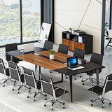Tribesigns 8FT Conference Table, 94.48L x 47.24W x 29.52H Inches Boat Shaped Meeting Table with Rectangle Grommet
