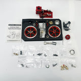 MechPuConToy Hit and Miss Engine Kit That Runs, HM-01 KIT Engine Model + Metal 4-SWheel Steering Flatbed Transport Cart + Accessory Triad + (CDI Igniter + Spark Plug) Kit
