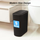 FRESHLIX Automatic Bathroom Garbage Bin with Lid, 5 Gallon Touchless Trash Bin, Smart Electric Narrow Waterproof Trash Can for Toilet