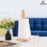 SPESHSTONES Travertine Paper Towel Holder 12.5 Inch Handmade Marble Freestanding Paper Towel Stand with Non-Slip Weighted Base for Kitchen & Bathroom Counter
