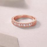 Oseew Created Diamond Eternity Ring promise Gold Band Gold Engagement Ring band for womens(rose gold)