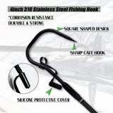 Fiblink Fishing Gaff Portable Travel Fish Gaff with S316 Stainless Steel Fishing Hook Non-Slip Camouflage Handle 2Piece Gaff for Saltwater Offshore 8'
