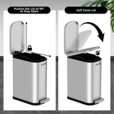 2.6 Gallon Slim Bathroom Trash Can with Soft Close Lid, 10L Stainless Steel Garbage Can with Removable Liner Bucket
