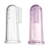 Brilliant Baby Finger Toothbrush - Silicone Teether Brush and Gum Massager for Babies and Toddlers, 3 Months Old and Up, Gum and Tooth Cleaning Essentials for Baby/Toddler, Pink/Clear, 2 Brush Set