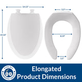 Mayfair 18440EC Open Front Toilet Seat and Lid, Easy Clean Hinges and Durable Wood Seat, Made in USA, Elongated, White