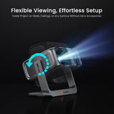 2000 ANSI Official Licensed Google TV Outdoor Projector 4K Decoding, Smart Projector with Wifi and Bluetooth, Auto Focus, Dolby Sound, Built-in Apps, HAPPRUN Indoor Home Theater with 270° Stand