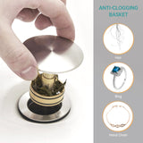 KUZOR Brushed Nickel Pop Up Bathroom Sink Drain with Overflow, 1 Pack