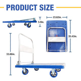 LFGUD Push Cart Dolly 660 lbs. Capacity Platform Truck Foldable Platform Cart Upgraded Heavy Duty Moving Cart with PU Wheels for Home Garden Warehouse Garage Workshops LFGUD