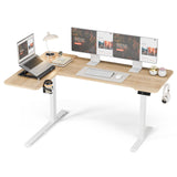 L Shaped Electric Standing Desk - 59x40 Inch Reversible Corner Sit Stand Desk with Hook&Cup Holder,Electric Height Adjustable Table