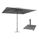 PURPLE LEAF Table Sun Umbrella 10' x 10' with Base Semi Auto Lift, Gray