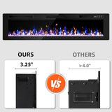 VENDROZ 72 Inch Electric Fireplace, Ultra-Thin Fire Places Electric Fireplace Inserts Recessed and Wall Mounted with Remote Control, 750W/1500W Fireplace Electric Heater with Timer, Multi-Flame