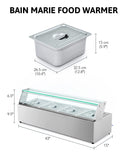 Wilprep Commercial Food Warmer for Parties Hotels Restaurants, 1200W Buffet Server & Warmer, 4pc Electric Warming Tray or Sauces, Catering with 4 Stainless Steel Chafing Dishes, Silver