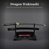 Dragon Wakizashi, 1045 Damascus Steel Hand Forged Full Tang Sword