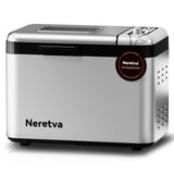 Neretva Bread Maker, 3.3LB Larger Bread Machine 15-in-1 Stainless Steel & Nonstick Ceramic Pan & Auto Nut Dispenser Breadmaker Machines Full Touch Panel with Gluten Free White Wheat Rye French Pizza