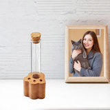 DegoCyhton Cat Whisker Holder, Wooden Clear Glass Jar, Sealed Cork Memorial Vase, Premium Cat Fur Keepsake, Desktop Display Decor Accent, Home Decor for Feline Owners, Thoughtful Pet Lover Gift