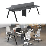 4-Person Cubicle Workstation Desk with Cable Grommet, 94.5 L×47.2 W×29.5 H Inches Large Modular Office Desk with Detachable Panel