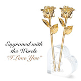 Forever Rose Set of 2 Roses Dipped in 24K Gold with “I Love You” Heart Vase