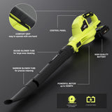 SOYUS Leaf Blower, 20V Leaf Blower Cordless with 2x2.0Ah Battery and Charger, 150 MPH Electric Leaf Blowers with Two-Speed Mode, Blowers for Lawn Care, Debris Dust Cleaning(Green)