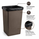 Getzi 5 Pack Brown 50 Gallon Square Commercial Trash Can, Heavy Duty Resin Waste Bin