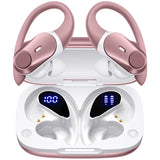 Active Noise Cancelling Ear Buds Wireless Bluetooth Headphones 80H Playtime Display Charging Case 50dB ANC Over Ear Hooks Earbuds with Hi-Res Sound Clear Calls for Sports Running Gym Workout Pink Salt