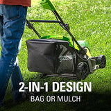 Greenworks 48V (2 x 24V) 17" Brushless Cordless Lawn Mower + 24V Drill / Driver, (2) 4.0Ah USB Batteries (USB Hub)