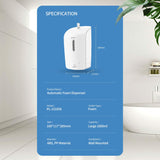 SVAVO Foaming Soap Dispenser Wall Mount 33.8oz/1000ml, Automatic Touchless Wall Mounted, Auto Sensor Foam Soap Pump for Household Commercial Places, Bathroom, Kitchen Dish, Home