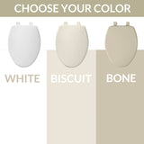Bemis 7300SLEC Slow Close Toilet Seat, Easy Clean Hinges and Durable Plastic Seat, Made in USA, Elongated, Biscuit