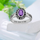 Oseew 2027 Birthstone Custom Class Ring for Women College Gift (White Gold)