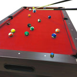 SIMBASHOPPING 7 Foot Pool Table – Modern Billiard Table with Red Felt, Ball Return and Accessories Included - Red Devil