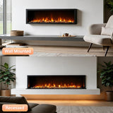 72” Smart Electric Fireplace with Voice Control, Realistic Flame, Crackling Sound, Wall Mounted or Recessed Fireplace Insert, App/Remote Control, Logs & Crystals Included for Living Room, Bedroom