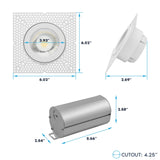 LUXRITE 4 Inch Trimless Gimbal LED Recessed Lighting, 20W, 2000LM, 5CCT Selectable 2700K-5000K, 38° Beam Angle, Dual Dimmable, Directional Push-n-Lock Spotlight, CRI 90, Damp & IC Rated, ETL (4 Pack)