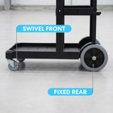 Simpli-Magic Commercial Cleaning Cart with Waste Bag & Lid, Janitorial Utility Cart with 3 Shelves, Mop & Broom Holders, 330 lb Capacity, Yellow/Grey