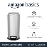 Rectangular Smudge Resistant Small Trash Can With Soft-Close Foot Pedal for Bathroom, Kitchen or Living room | 10 Liter/2.6 Gallons Amazon Basics