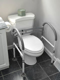 Vaunn Medical Adjustable Toilet Safety Rail for Seniors, Foldable Toilet Safety Frame for Elderly Adults, Bathroom Grab Bar Handle, Toilet Handle for Elderly & Disabled, Free-Standing (Gray)