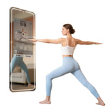 Smart Gym Mirror for Home Workout | 32" HD Touch-Screen Andriod OS | 63" Reflective Surface | No VIP Fees Support Various APPs, Voice Control, Music Sync LED Light Strip, for Home Gym/ Yoga/ Dance