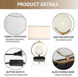 YUJUNDZSW 24” Tall Gold Modern Metal Table Lamp with Rectangular Fabric Shade and Marble Black Base Simple Desk Lamp