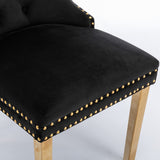 MOOLSUN Velvet Dining Chairs Set of 6, High Back Side Chairs, Modern Padded High-End Tufted Upholstered Chairs with Button-Tufted Back & Rear Pull Tabs, Gold Plated Leg E-Black(Gold Plated Leg)