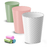 Lysam Bathroom Trash Can 3 Pack, 1.8 Gallon Small Trash Can with Trash Bags