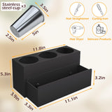 PITBVO Hair Tool Organizer, Removable Blow Dryer Holder for Bathroom, Hot Tools Organizer For Hair Dryer, Blow Dryer, Curling Iron, Hair Straightener, Bathroom Countertop Organizer, Matte Black