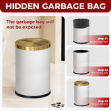 LEASYLIFE 9L/2.3GALModern White Trash Can with Flip Lid,Fancy Gold Waste Paper Baskets for Bathrooms,Gold Trash Can for Bathroom,Bedroom, Powder Room,Office,Laundry Room (9L-White)
