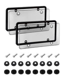 License Plate Holder & Frames, 2 Pack License Plate Protector, ABS Car Front/Rear License Plate Frame with Screws Caps, Fit Any Standard US Plates（Grey）