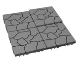 Mapleyard 144 PCS Plastic Interlocking Deck Patio Tiles - 12" x 12" Anti-Slip Waterproof Outdoor Flooring, Balcony Floor Decking for Poolside & Backyard, All Weather Use, Grey, Stone