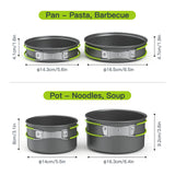 Lixada Camping Cookware Set,11PCS Camping Cookware Mess Kit with Non-Stick Lightweight Pot Pan Bowls Set for Outdoor Camping Backpacking Outdoor Picnic
