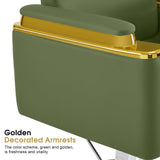 BarberPub Luxurious Salon Chair, Height Adjustable Gold&Green Salon Beauty Spa Styling Equipment, 440lbs Hydraulic Pump for Hair Stylist, Barber Shops&Beauty Salons 8633 (Green)