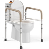 PELEGON Toilet Safety Rails (350 lb) - Adjustable Toilet Safety Frame & Rails, Toilet Safety Rail for Elderly Adults, Toilet Handles for Seniors, Toilet Bars for Elderly, Disabled & Handicap - Beige
