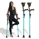 Ergobaum 7G Forearm Crutches for Adults (1 Pair-2 Units) — Ergonomic, Foldable with Shock Absorption, LED Light & Knee Rest | Adjustable 5'–6'6", Supports 360 lbs | Medical Aluminum (Aqua Blue)