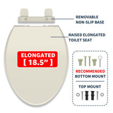 Ccbello ELONGATED toilet seat risers for seniors, Slow Close, Elevated toilet seat, Heavy Duty, Never Loosen, Raised toilet seat elongated bowl, Almond/Bone(18.5”)