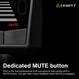 RAY Microphone with Autofocus for Your Voice - Mute by Distance and Mute Button - for Podcasts, Streaming, Content and Music in Studio Quality - 1" Studio Condenser Capsule Lewitt