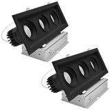 LUXRITE 3-Head Regressed Gimbal LED Recessed Spotlight, 360°+15° Adjustable, 5CCT 2700K-5000K, CRI90, 45W, 3000 Lumens, 60° Beam Angle, Rectangular Black Finish, Dual Dimmable, IC & Wet Rated (2 Pack)